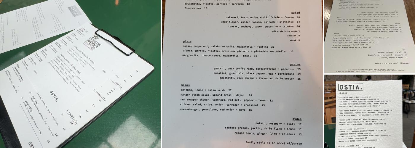 OSTIA Menu