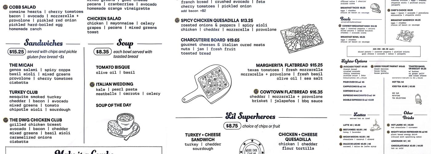 Grounds and Gold Co. Menu