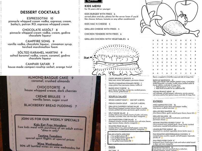 Sôlt Menu
