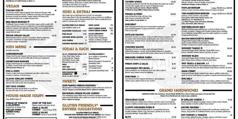 Trailhead Public House and Eatery Menu