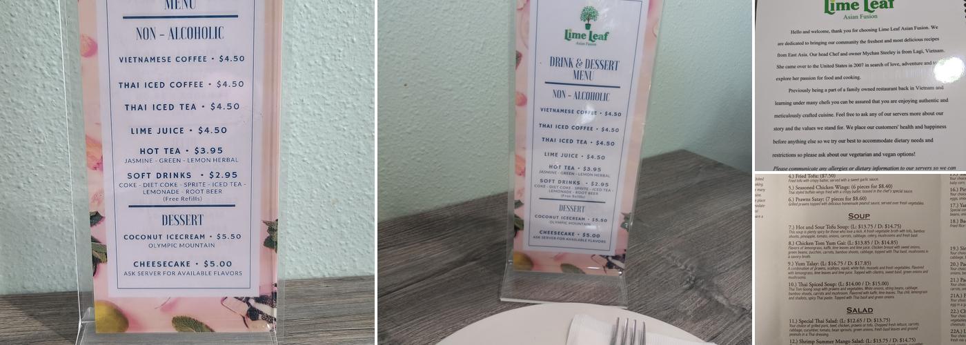 Lime Leaf Asian Fusion Menu