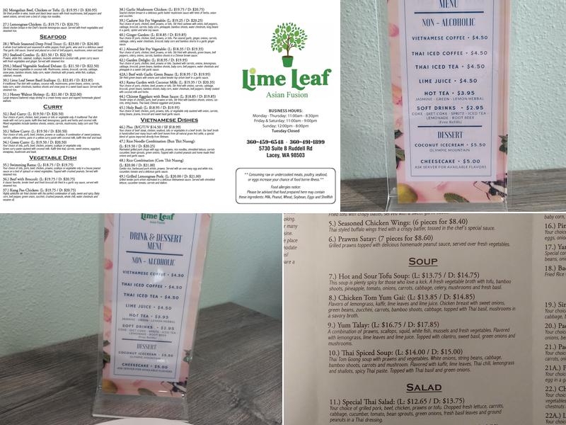Lime Leaf Asian Fusion Menu