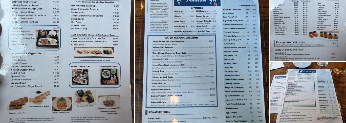 Sushi Katsu-ya Menu