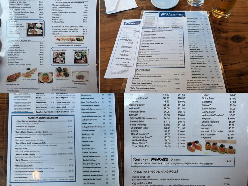 Sushi Katsu-ya Menu