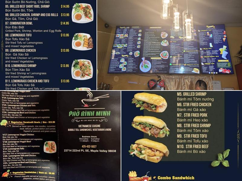 Pho Binh Minh Menu