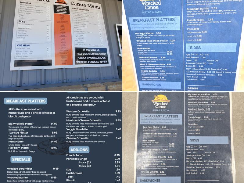 Wrecked Canoe Bistro + Patio Menu