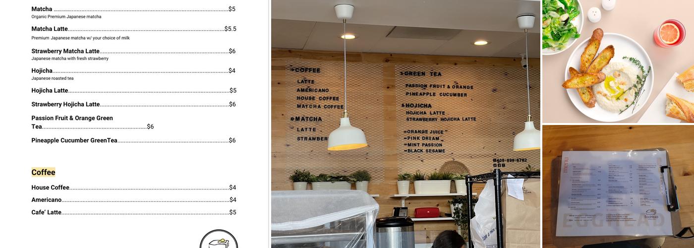 EggHead Sando Café Menu