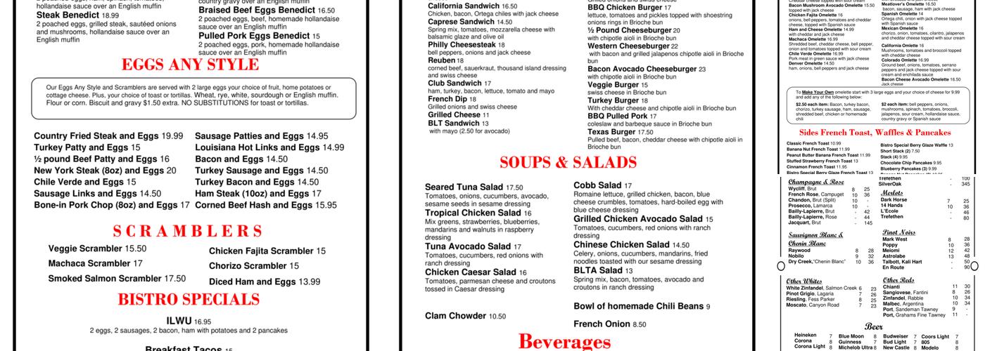 Seaside Bistro Menu