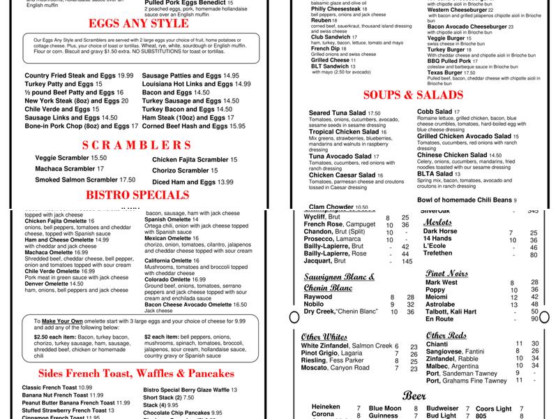 Seaside Bistro Menu