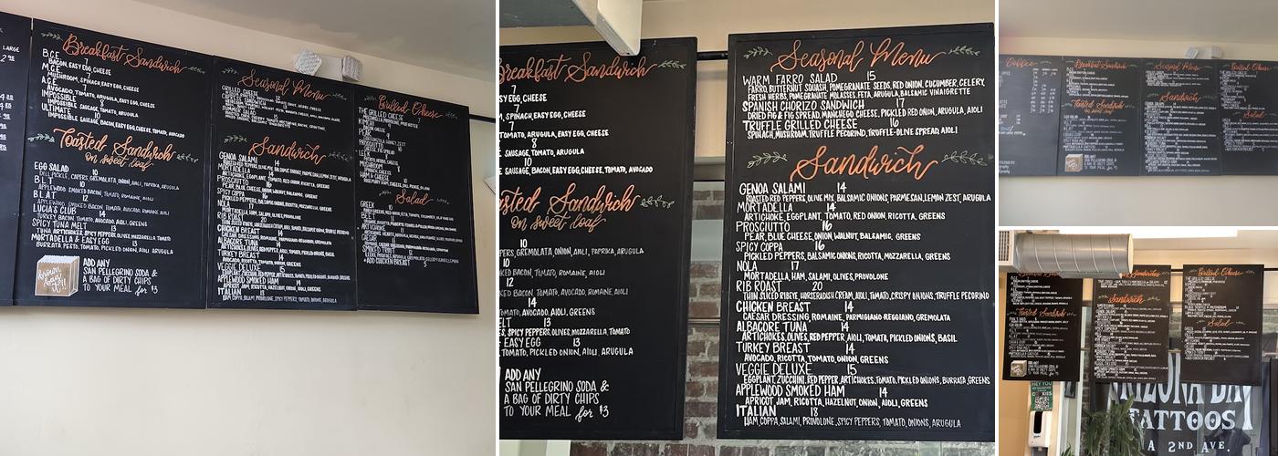 Lucia's Craft Sandwich Menu