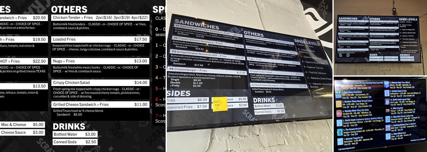 Scratch Cookery Menu