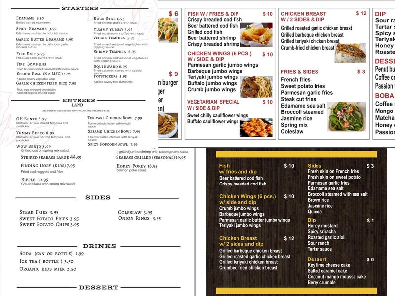 Oh Bento Fish & Chips Menu