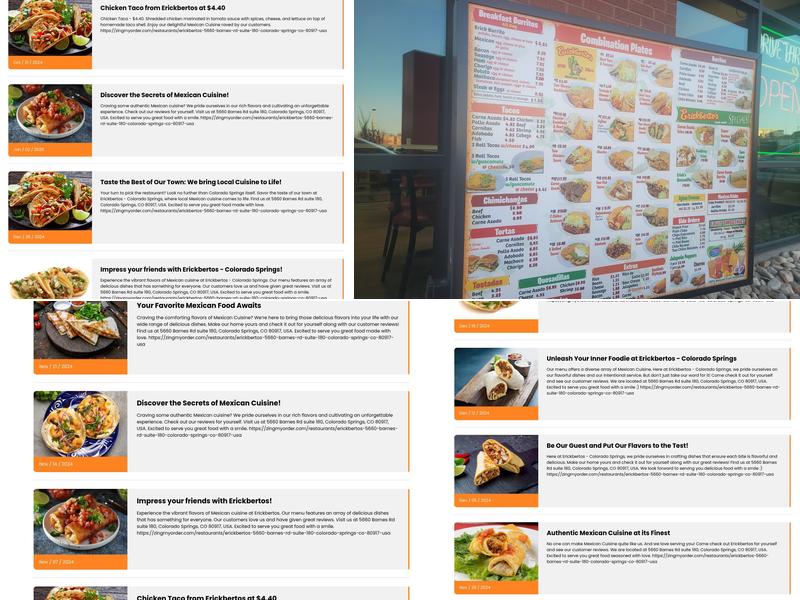 Erickberto's Mexican Food Menu