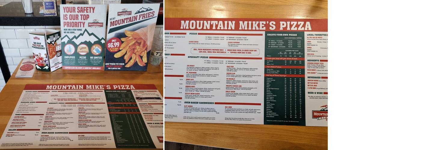 Mountain Mike's Pizza Menu