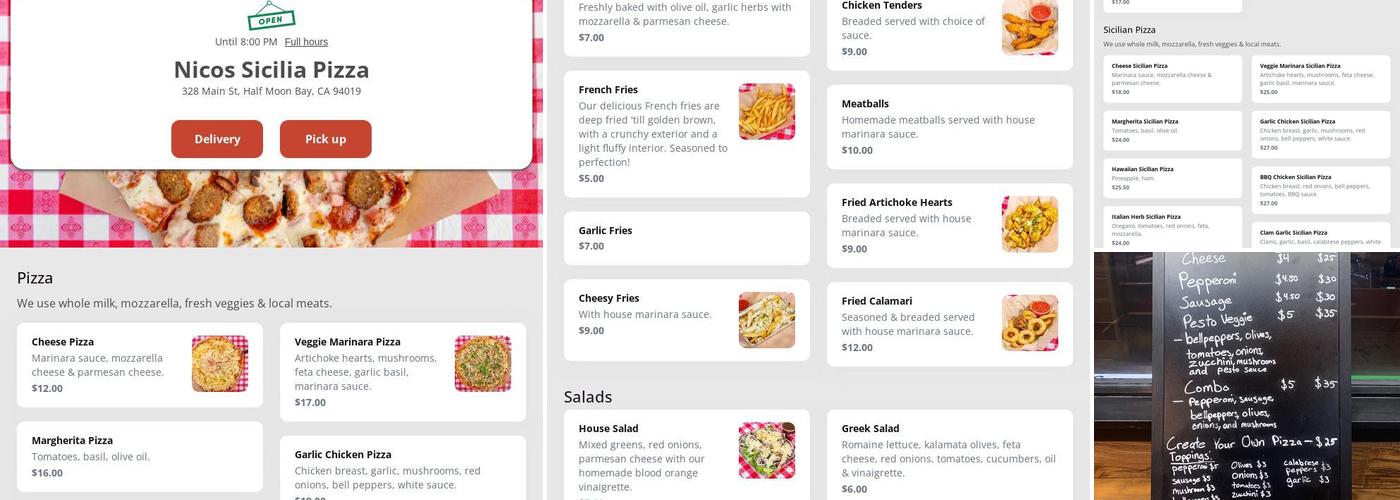 Nicos Sicilia Pizza Menu