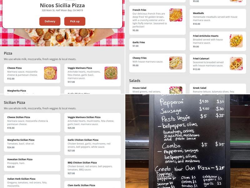 Nicos Sicilia Pizza Menu