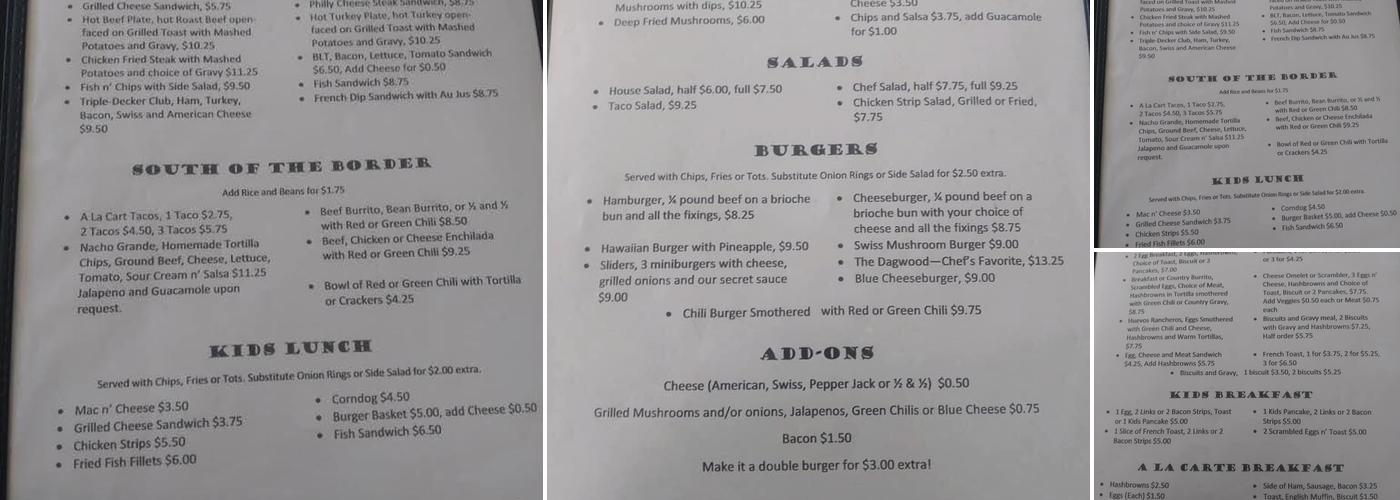 H&H Cafe Menu