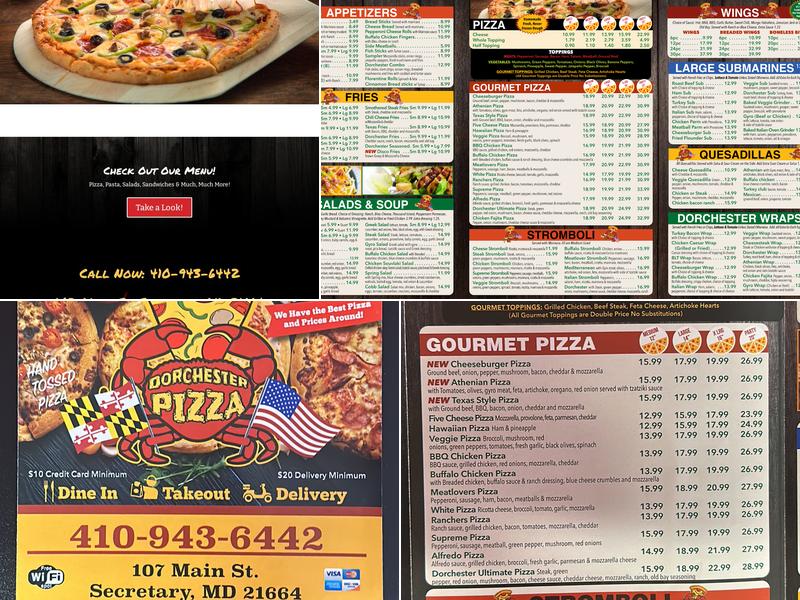 Dorchester Pizza Menu