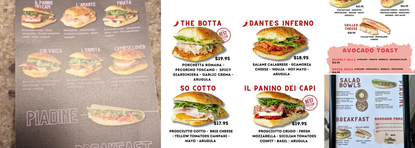 BOTTA Italian Street Food Menu