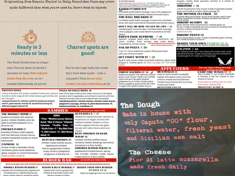 Corvo Bianco Pizza Menu