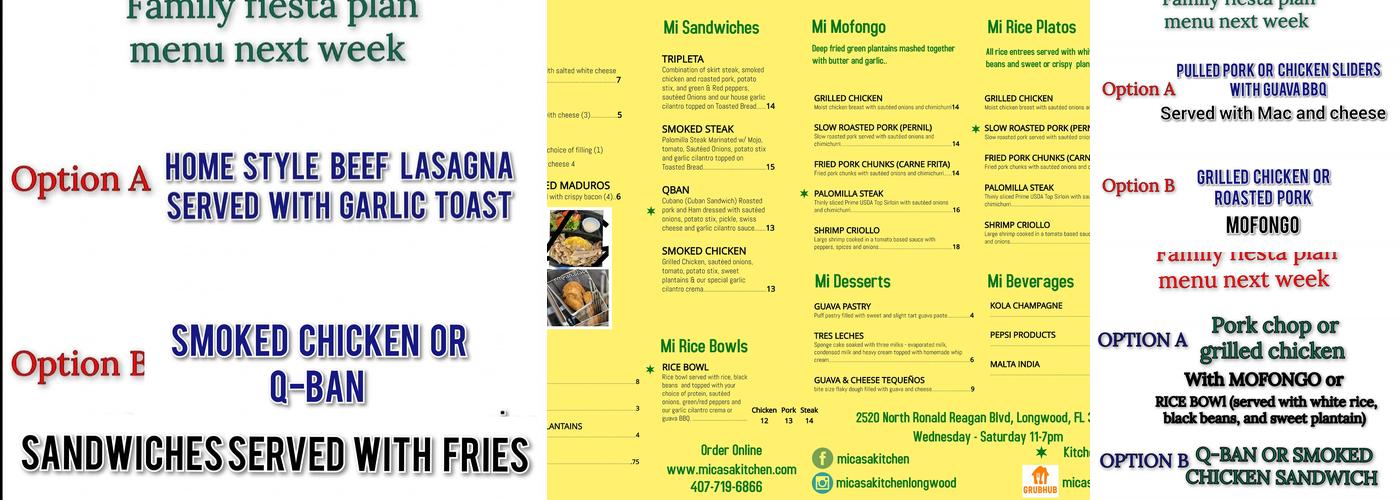 Mi Casa Kitchen Menu