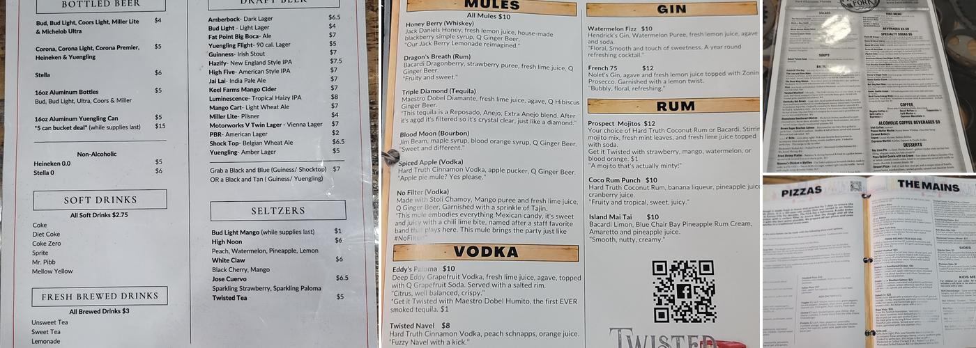 The Twisted Fork Menu