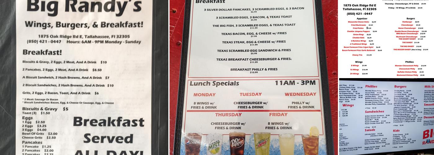 Big Randy’s Menu