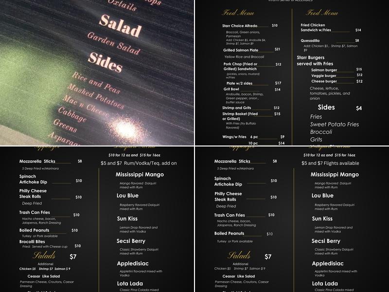 STARR Food Lounge Menu