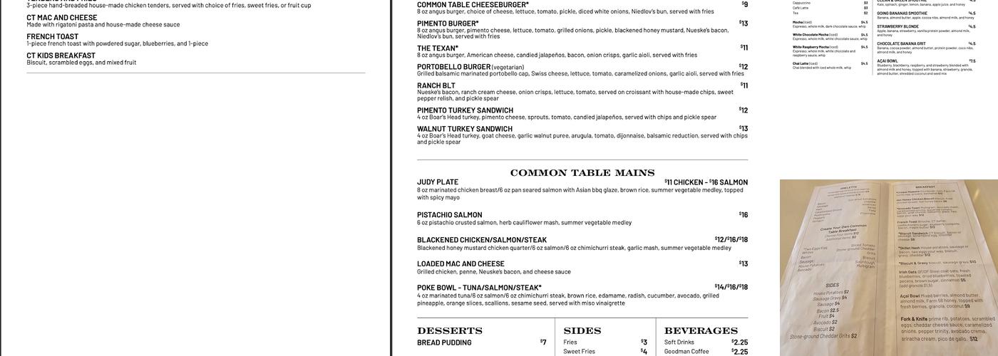 Common Table Menu