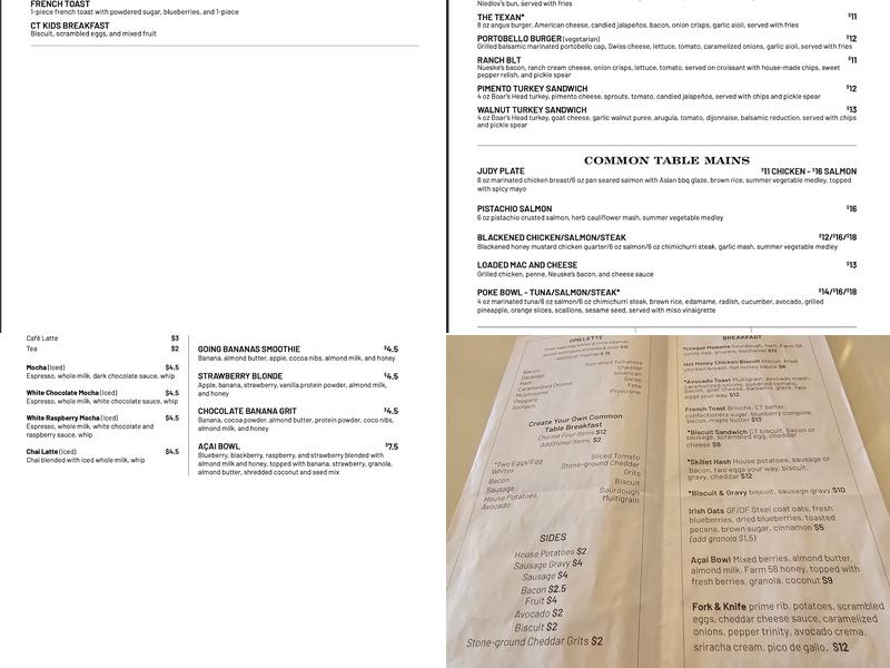 Common Table Menu