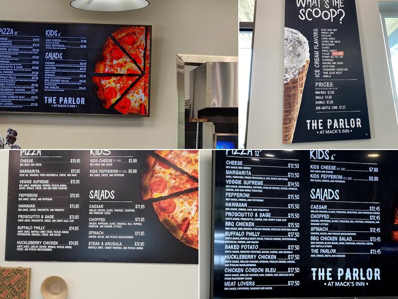 The Parlor at Mack's Inn Menu