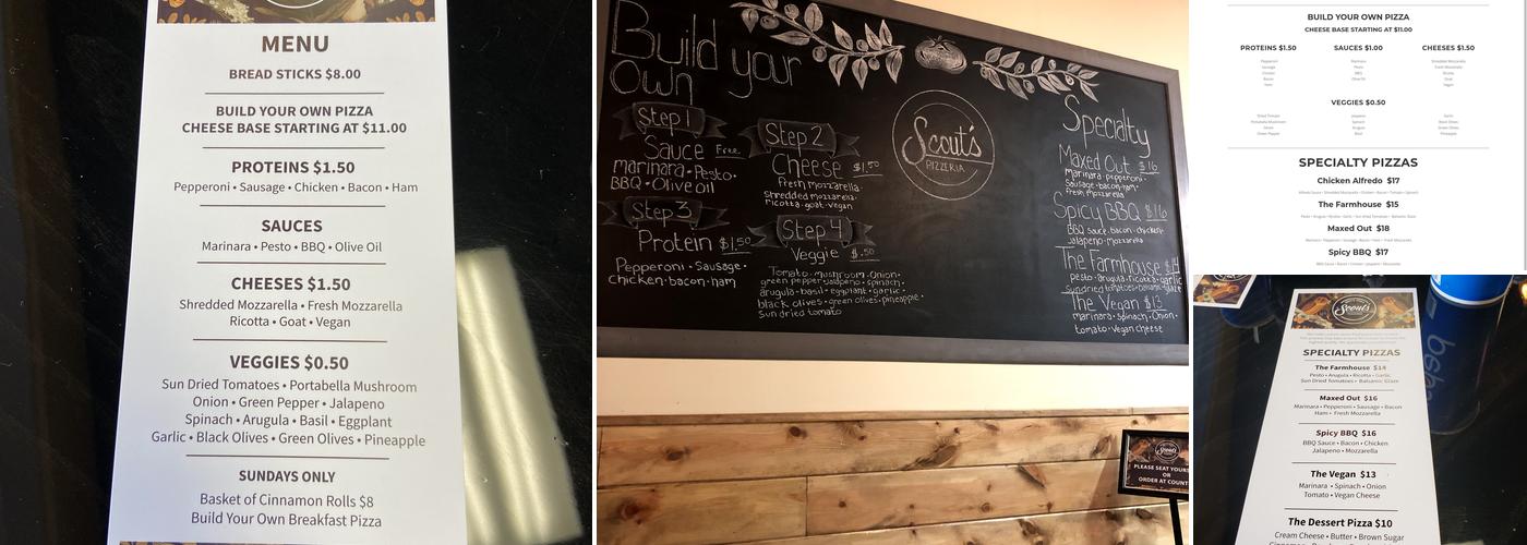 Scout's pizzeria Menu
