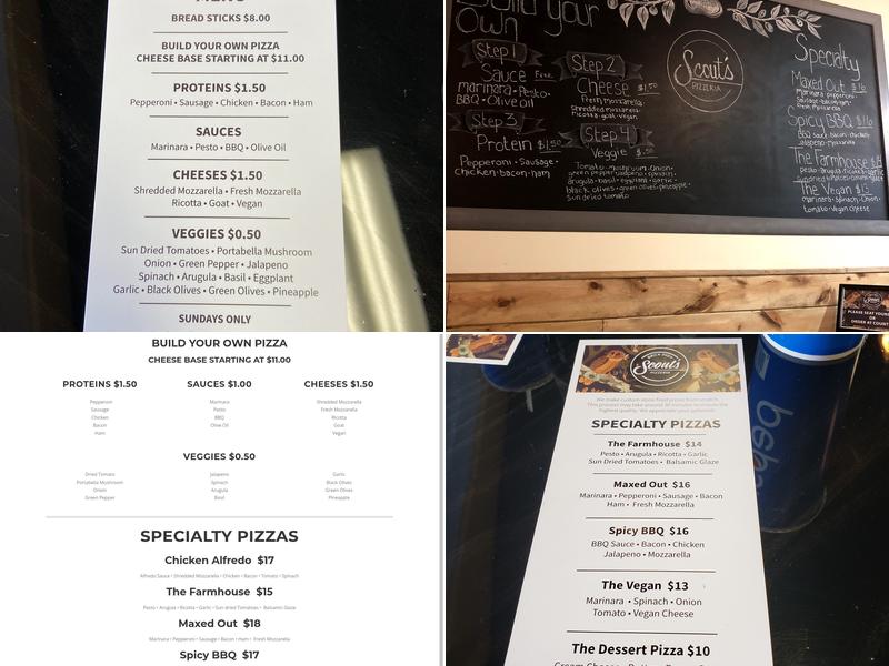 Scout's pizzeria Menu