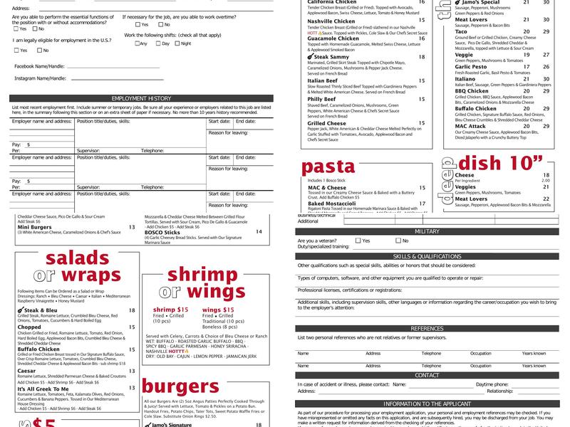 Jamo's Live Menu