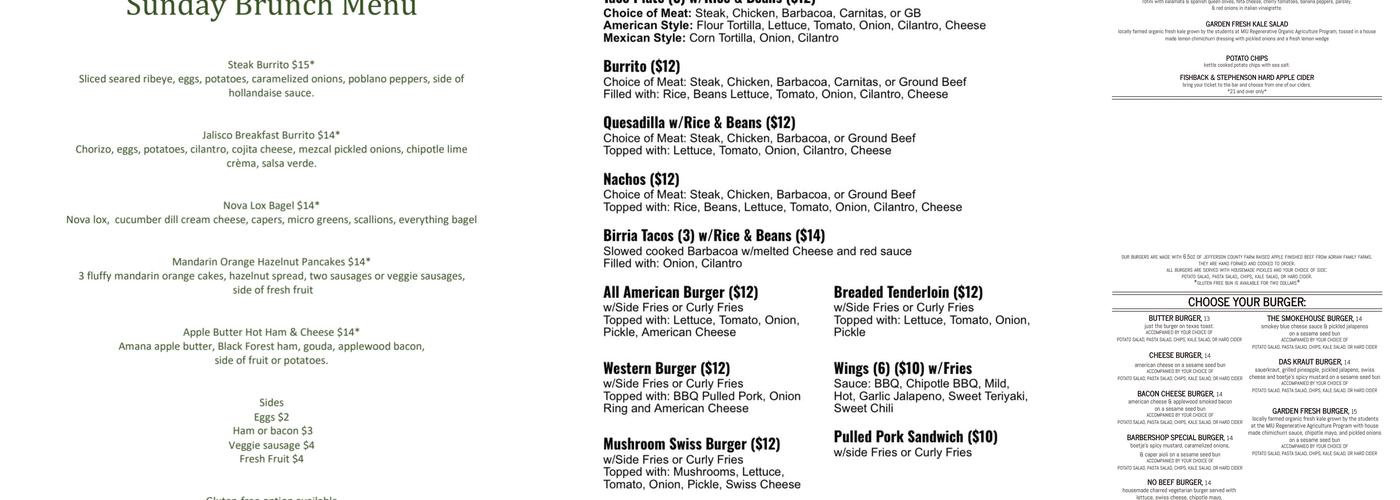 Cider House, LLC Menu