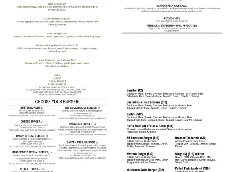 Cider House, LLC Menu