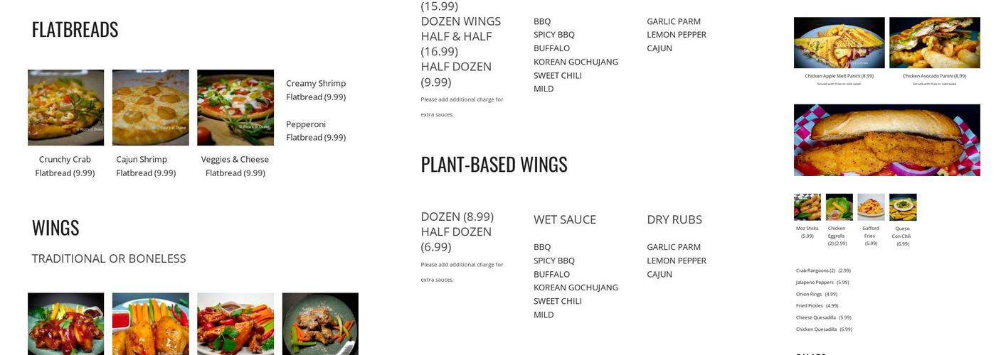 Sprockets Kitchen & Bar Menu