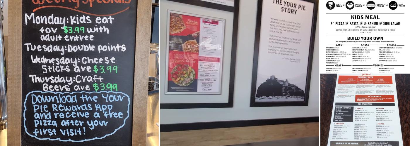 Your Pie Pizza Menu