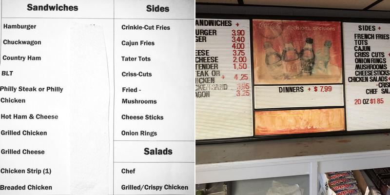 Moore's Pool Room Menu