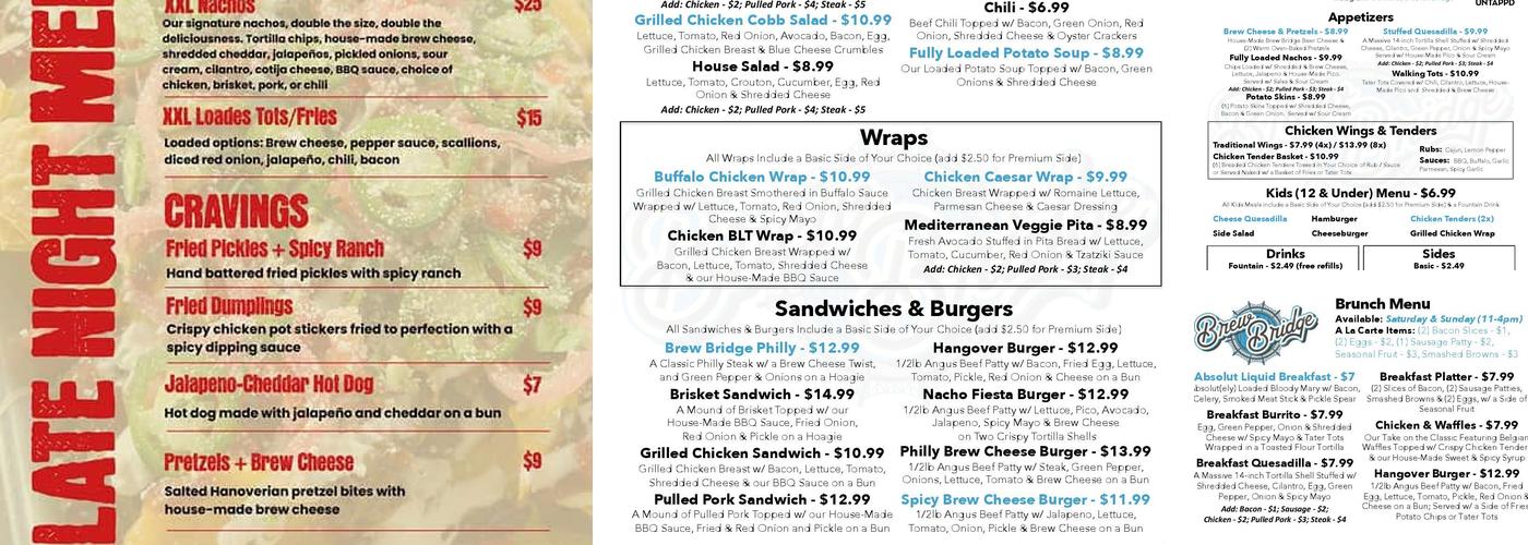 The Brew Bridge Menu