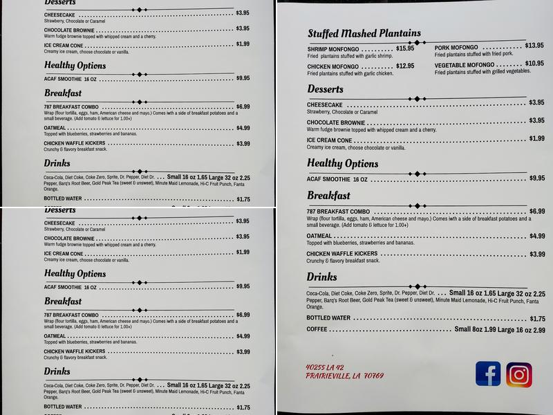 787 Grill Menu