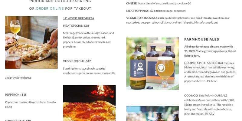 Odd Alewives Farm Brewery Menu