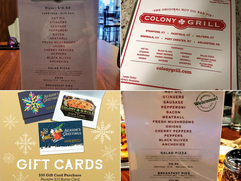Colony Grill Menu