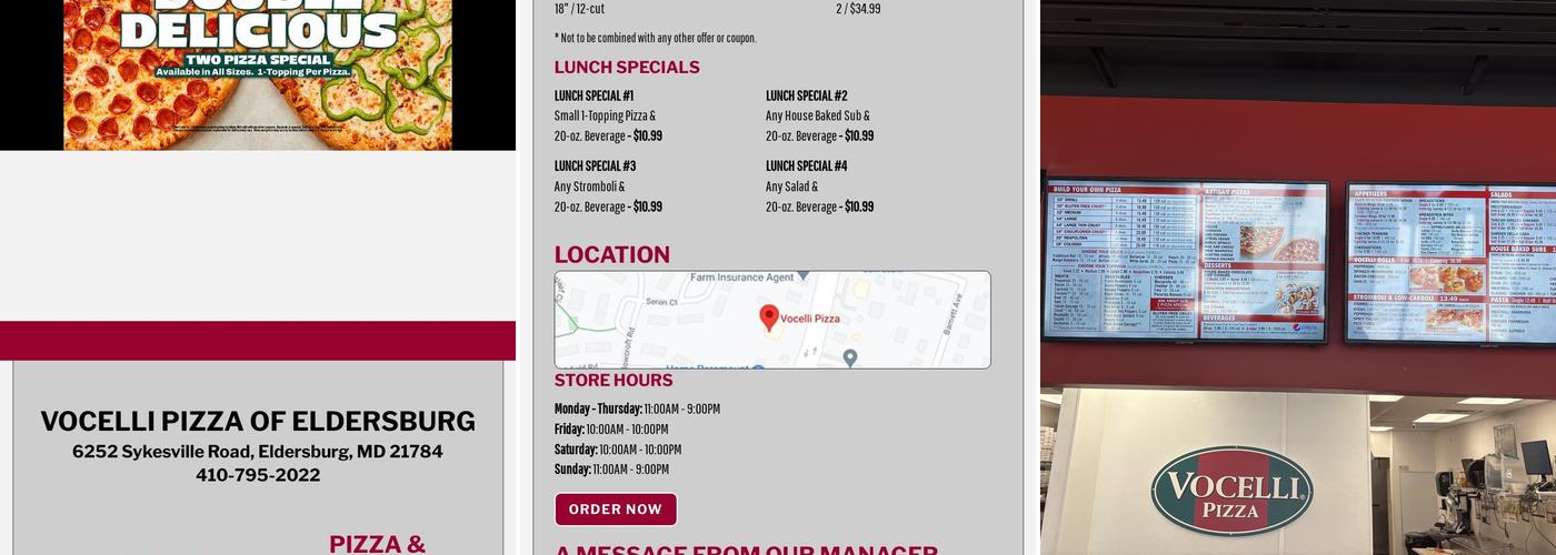 Vocelli Pizza Menu