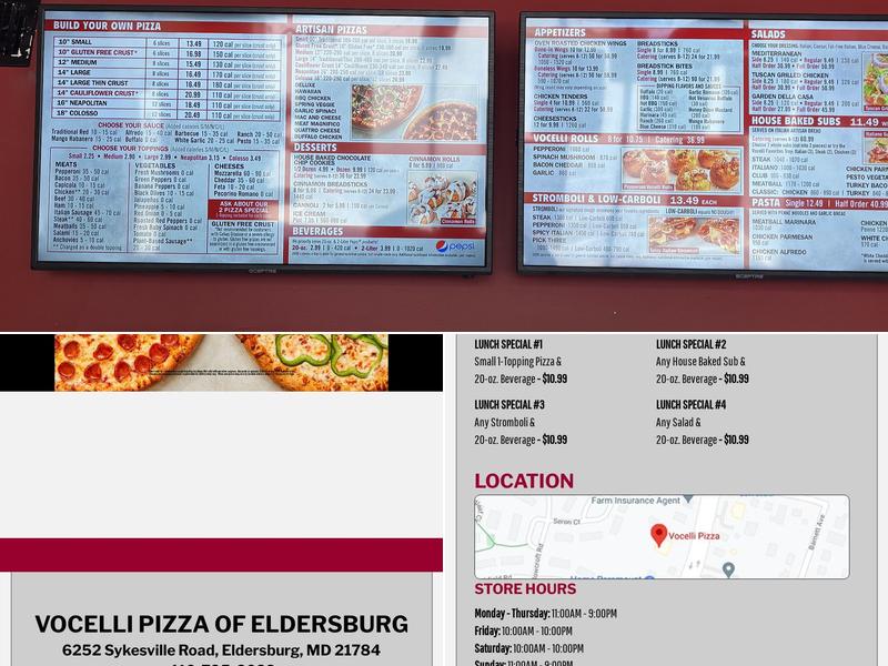 Vocelli Pizza Menu