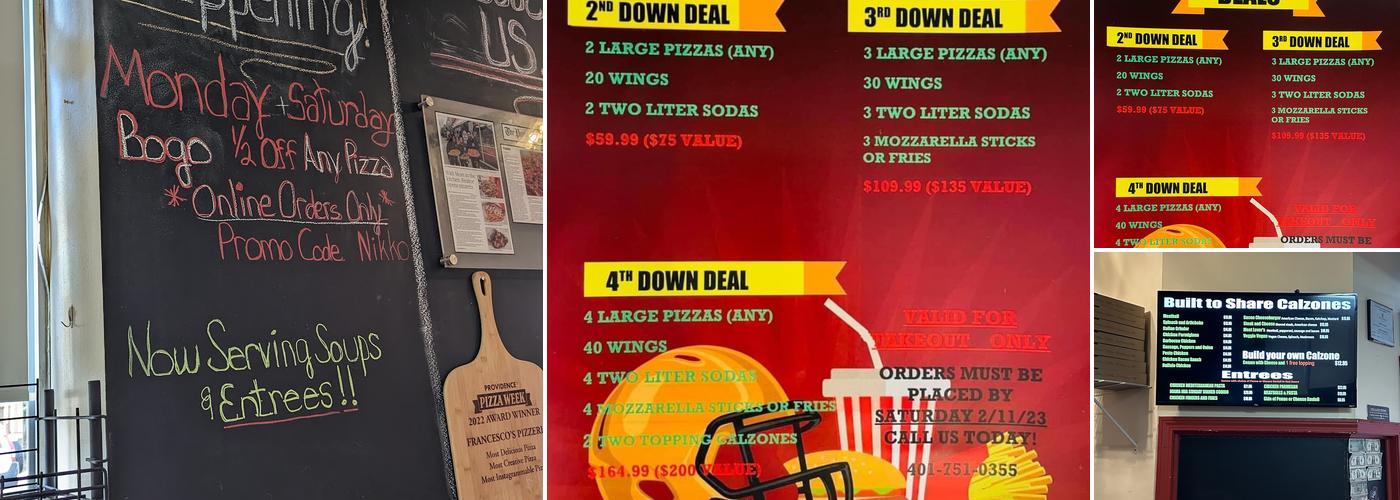 Francesco's Pizzeria Menu