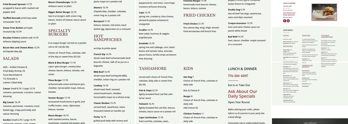 Basco Grill Menu