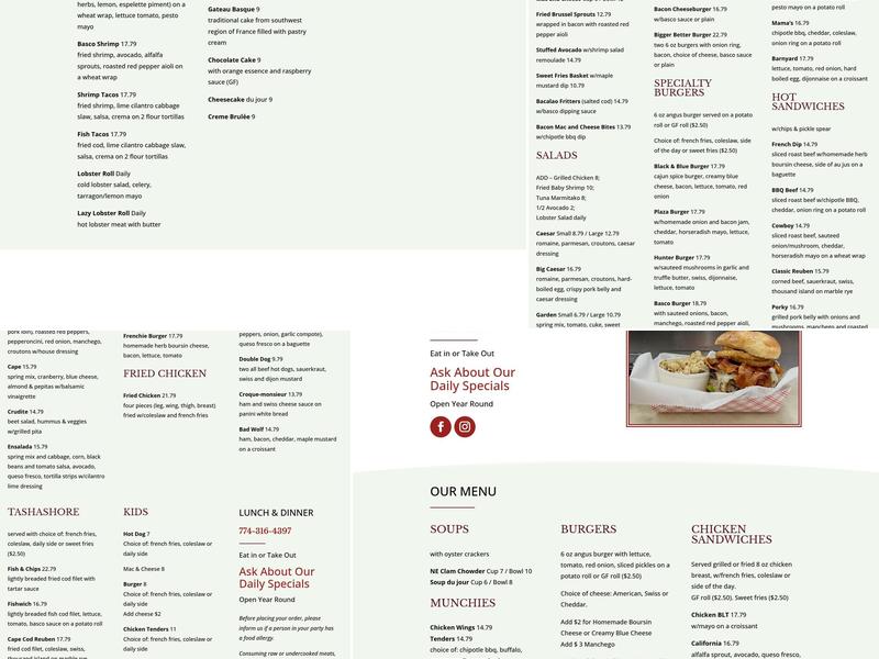 Basco Grill Menu