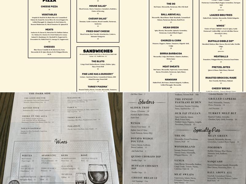 Fine Line Menu