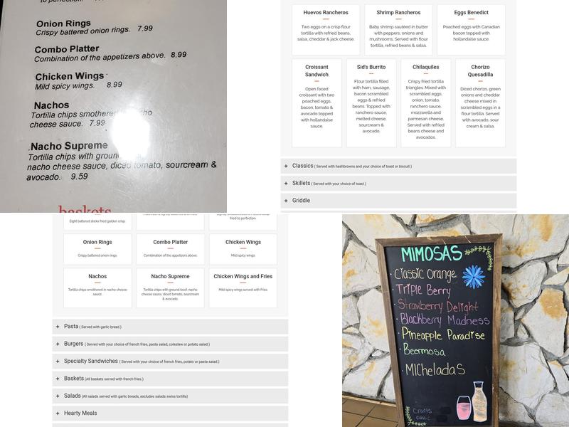 Sid's Restaurant Menu